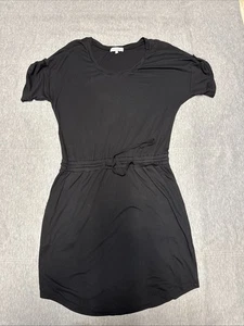 Michael Stars Valerie T-Shirt Kleid Damen Medium Schwarz Bindeband Taille Kurzarm - Bild 1 von 6