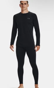 UNDER ARMOUR MEN'S PACKAGED BASE 3.0 Crew Shirt & LEGGINGS ~ L~ BLACK - Picture 1 of 10
