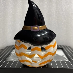 De colección PartyLite Halloween Bruja Sombrero Calabaza Luz de Té Candelabro Decoración del Hogar - Imagen 1 de 9