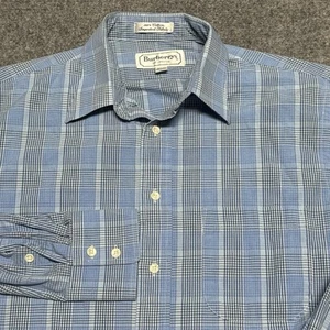 Burberry London Dress Shirt 15.5 39 Blue Plaid Check Long Sleeve Button Down - Picture 1 of 7