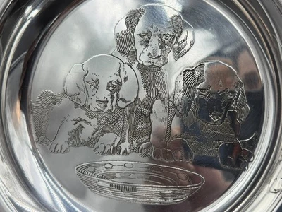 Hand Engraved Labrador Retriever Puppy Sterling Silver Bowl by The McChesney Co - Image 1 of 4