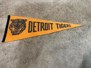 VINTAGE 1950s 1960s DETROIT TIGERS Original ORANGE Felt Pennant 12"x30" - Picture 1 of 1