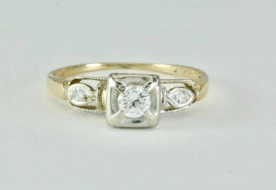 .19ctw Diamond Solitaire with Accents Engagement Ring 14k Multi-Tone Gold - Image 1 of 4