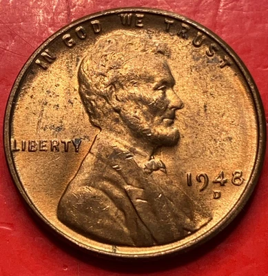 1948-D Lincoln Wheat Cent Penny GEM RB BU From an Original Bank Roll - Image 1 of 4