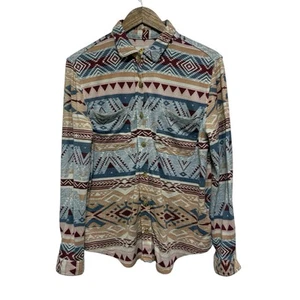 CC California Top Womens M Aztec Button Front Boho Knit Long Sleeve Southwest - Picture 1 of 10