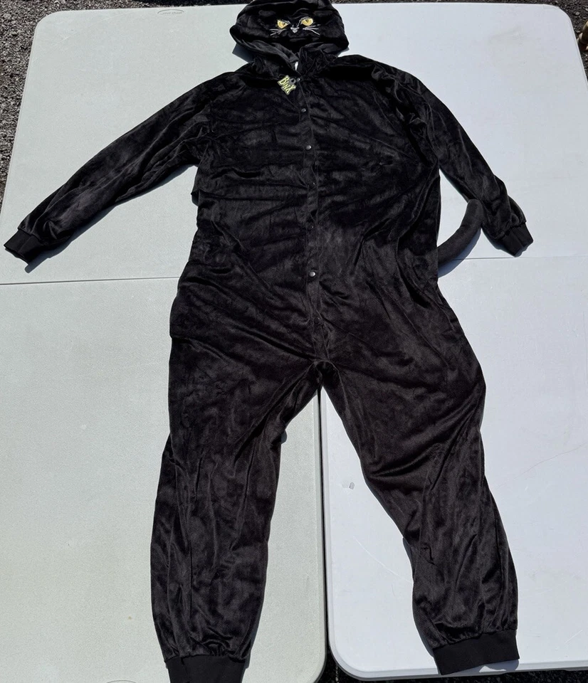 Disney Hocus Pocus Binx Black Cat Halloween Costume Union Suit Size Adult 1X - Image 1 of 4
