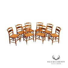 Hitchcock Vintage Set Eight Harvest Stencil Decorated Maple Dining Chairs