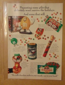 De colección Años 90 M&M's CARAMELOS DE VACACIONES Regalos Original Impreso Anuncio Publicidad - Imagen 1 de 1