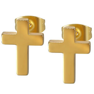 2pcs Men's Women's Polished Charm Stainless Steel Cross Ear Plugs Studs Earrings