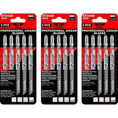 15 x TopsTools XT344D Long 132mm Jigsaw Blades Very Fast Cuts For Wood Bosch