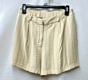 LC LAUREN CONRAD Ivory Stripe Shorts Lightweight Elastic Waist Women's Medium M - Picture 1 of 5