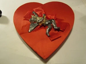 Vintage 70's Whitman's Cardboard Red Cloth Heart Candy Box Crafts - Picture 1 of 6