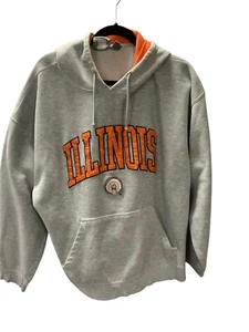 Felpa con cappuccio uomo vintage università dell'illinois chief illiniwek grigia J America 2XL - Foto 1 di 17