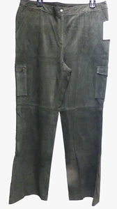 August Seide Echtleder Wildleder Hose/Hose Jägergrün Größe 14 Neu mit Etikett - Bild 1 von 6