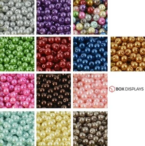 Pearl Beads Glass Round 6mm with Colour Choice For Jewellery Making & Design - Picture 1 of 14