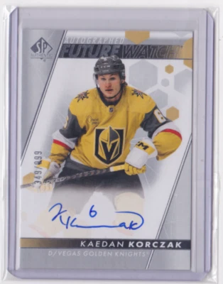 2022-23 UD SP AUTHENTIC AUTOGRAPHED FUTURE WATCH/999 KAEDAN KORCZAK #122 KNIGHTS - Image 1 of 2