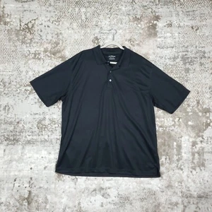 PGA Tour Men Size XXL Black Textured Short Sleeve Golf Polo Shirt 1/4 Button Up - Picture 1 of 12