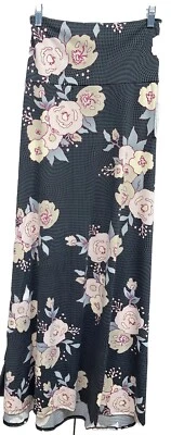 NUEVA Maxi Falda LuLaRoe 2XL Negra Gris Rosa Tostado Crema Floral Slinky Foto 1 de 4