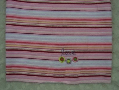 Baby Connection Love Blanket Flannel Receiving Stripes Pink White Red Flower - Изображение 1 из 4