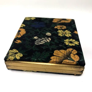 De Colección Britemode Metal Dorado Maquillaje Polvo Rectángulo Flor Tela Cubierta - Imagen 1 de 7