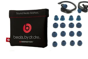 16 NAVY BLUE Earbuds Gels for Powerbeats-PRO with NON-charging Carrying Pouch. - Picture 1 of 4
