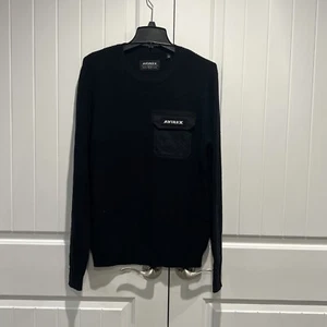 Avirex Men's Black Military Thermal Crewneck Sweater King Sleeve Size Large NEW - Picture 1 of 7