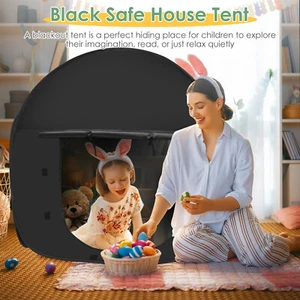 Calm down Black Tent Pop up Blackout Calming Tent With 2 Windows Foldable leRqm+ - Picture 1 of 11