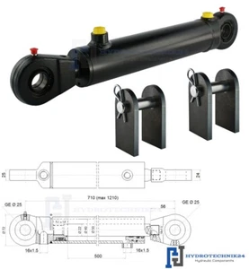 Hydraulikzylinder doppeltwirkend 40/22 Hub 500 inkl. Montagehalterung - Bild 1 von 2