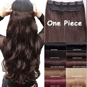 USA Mega Thick Clip In Hair Extensions One Piece Straight Curly Wavy As Human - Picture 1 of 72