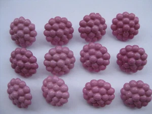 15mm Small Sweet Glossy Lilac Pink Mix Berry Shank Vintage Sewing Buttons Set 12 - Picture 1 of 7