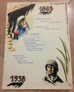 MENU LEGION ETRANGERE 95éme anniversaire de CAMERONE 1863-1958 DESSIN ORIGINAL - Bild 1 von 2
