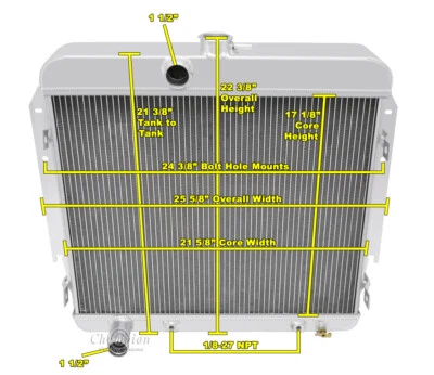 3 Row Ace Champion Radiator for 1966 Plymouth Barracuda V8 Engine - Image 1 of 4