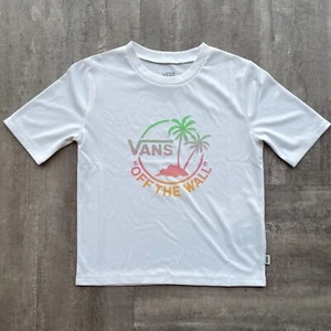 Brand New Little Kids Vans Daul Palm Sun Shirt White Size 5/M - Picture 1 of 1