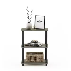 Furinno Turn-N-Tube No Tool 3-Tier Storage Shelf 18061GYW/BK - Picture 1 of 4