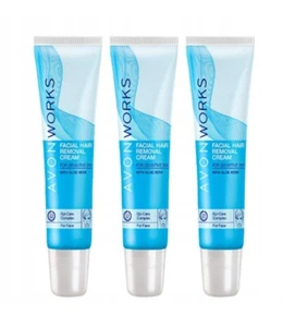 Avon Works Facial Hair Removal Cream with soothing aloe 3x0.5fl.oz - Picture 1 of 5
