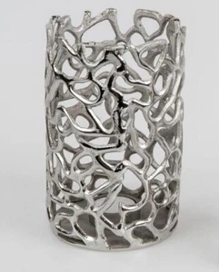 624956 Faro redondo con soporte para luces de té 12x19cm aluminio coral metal - Imagen 1 de 1