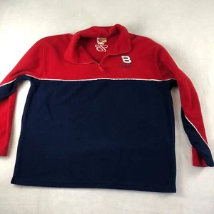Vtg Dale Earnhardt Jr Sweater Mens Large Red Blue Fleece 1/4 Zip Pullover #8 - Picture 1 of 9