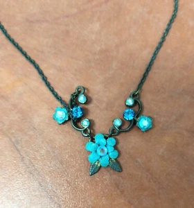 Vintage Michal Negrin Israel Swarovski Crystals Flower Pendant Necklace Gift - Picture 1 of 1