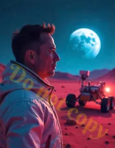 ELON MUSK ON MARS OPERA D'ARTE 8 X 10 FOTO LUCIDA TESLA SPACE X OOAK ART DOGE - Foto 1 di 2