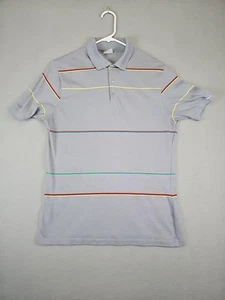 Vintage Levi’s Polo Shirt Gray Striped Snaps Men's Large Made In USA - Picture 1 of 8