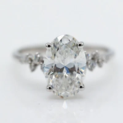Ring 750WG synthetisch hergestellt Diamanten ca. 3.06ct D/VS2 Gr 55 mit Papieren - Bild 1 von 3