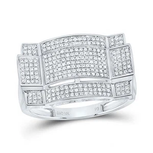 ANILLO RACIMO RECTANGULAR CONTORNEADO DIAMANTE REDONDO ORO BLANCO 10K 1/2 CTTW - Imagen 1 de 3