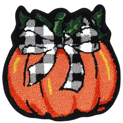 Коврик для ванны Buffalo Plaid Bow Pumpkin 24x24 дюйма оранжевый осенний моющийся - Изображение 1 из 4