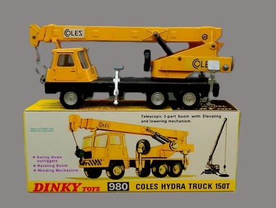 Grúa Dinky Nº 980 Coles Hydra, versión amarilla profunda, casi nueva con caja, hecha en Reino Unido Foto 1 de 4