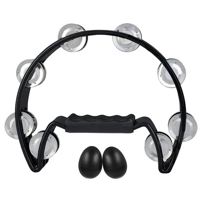Tambourine,Metal Jingles Hand Held Percussion Half- Tambourine and Egg5575 - Bild 1 von 4