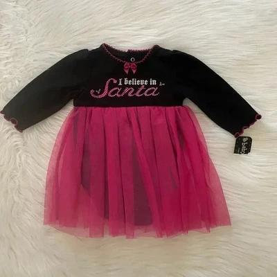 NUEVO wTag-Negro y Rosa 'I Believe in Santa' Vestido de Navidad Talla 3M Foto 1 de 2