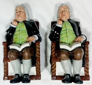 Vintage Staffordshire 6 1/2" handbemalte Keramik figurale Buchstützen - Bild 1 von 6