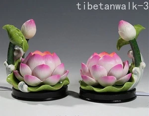 Lampada LED Buddismo Porcellana Buddha Tavolo Scrivania Altare Statua Loto Luce - Foto 1 di 3