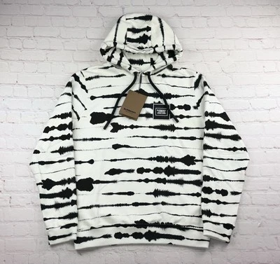 NWT Burberry Men's Hoodie Black White Monochrome Tie Dye Pullover MSRP $820 - M - Image 1 of 4