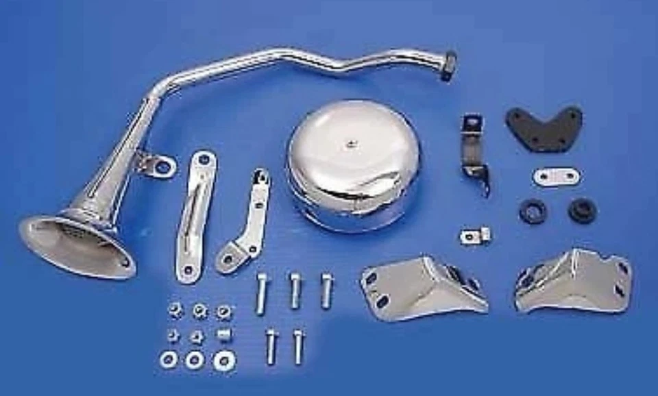Kit de buzina V-Twin estilo trompete 6 volts cromada 33-0698 HARLEY DAVIDSON PANHEAD - Imagem 1 de 3